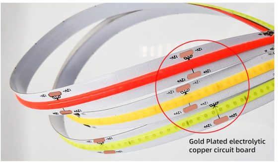 Cob Led Strip Led Tape Light CRI90 12v 24v Flexible White Dotless Luces Flip Chip