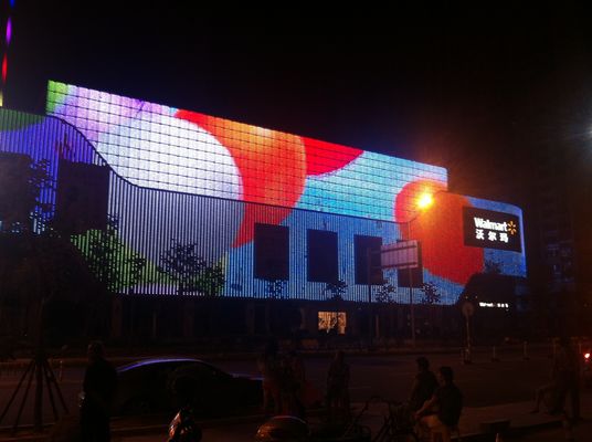 Outdoor Advertising Soft Flexible Transparent LED Mesh Display Screen Novastar System Controlled