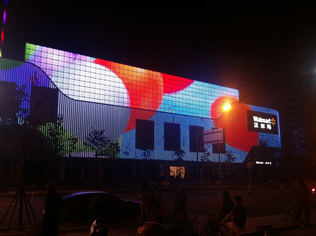 IP68 Anti-UV RGB Flame Retardant LED Mesh Screen For Outdoor Facade ...