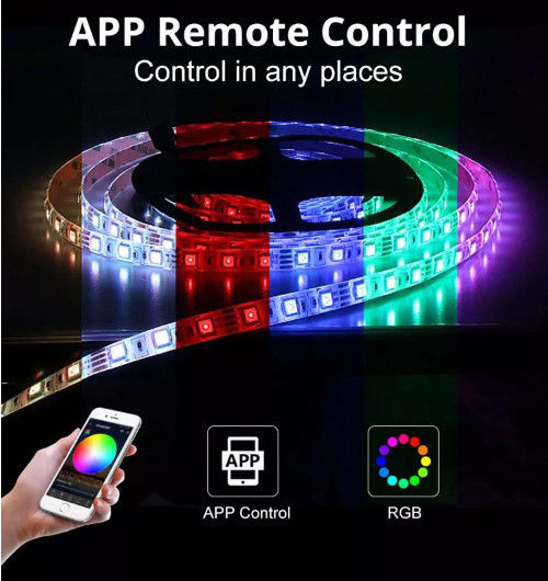 10m SMD 5050 RGB LED Strip ABS Body Smart Phone App Control Decorative ...