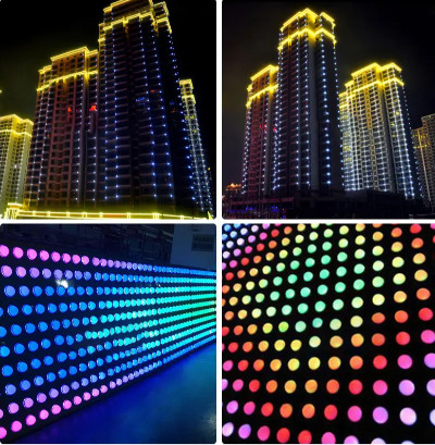 Multicolor LED Outdoor Facade Lighting 10cm Pixel Programmable RGB ...