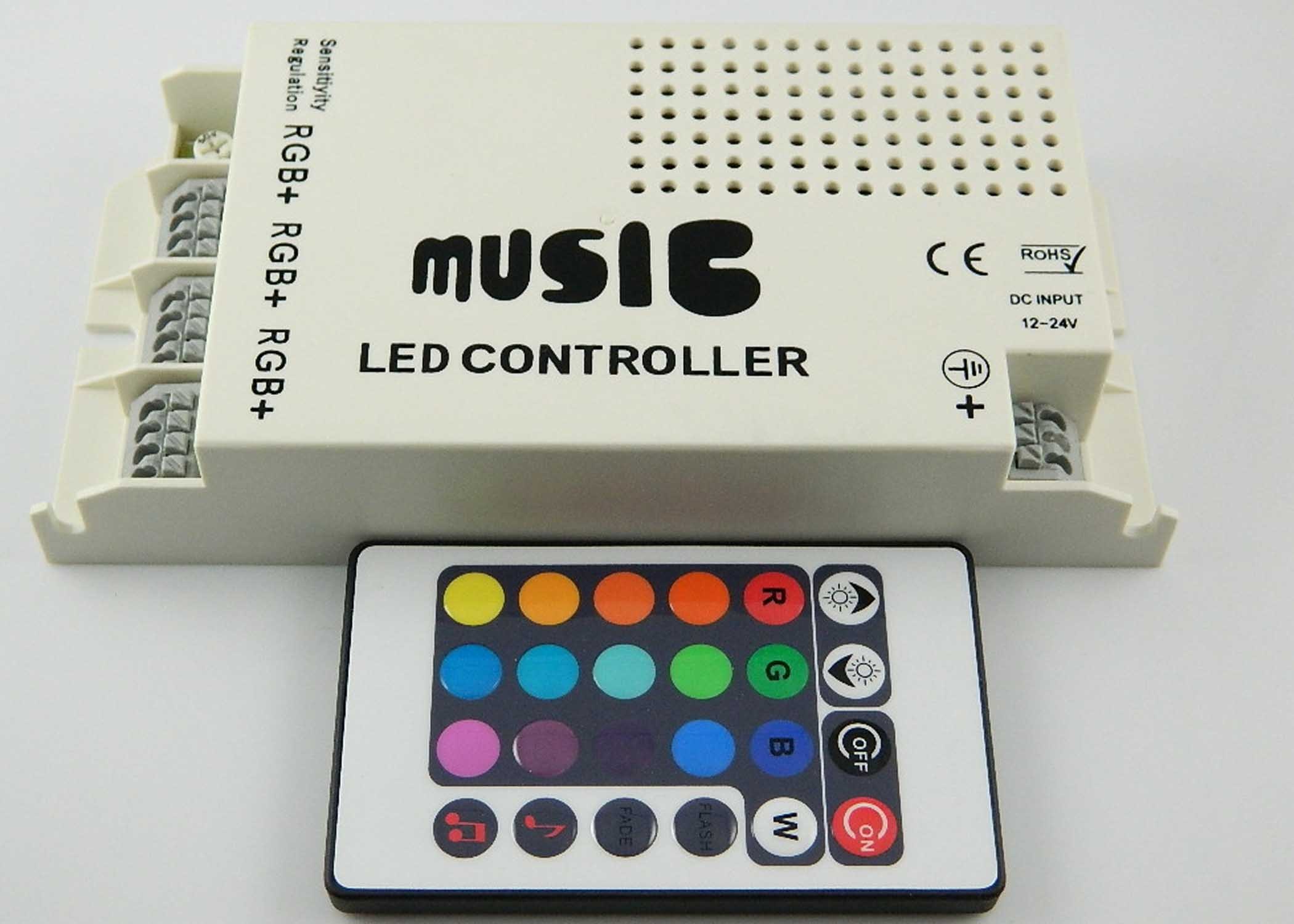 Three Circuit DC5V 24V RGB LED Lighting Controller , LED Light Music